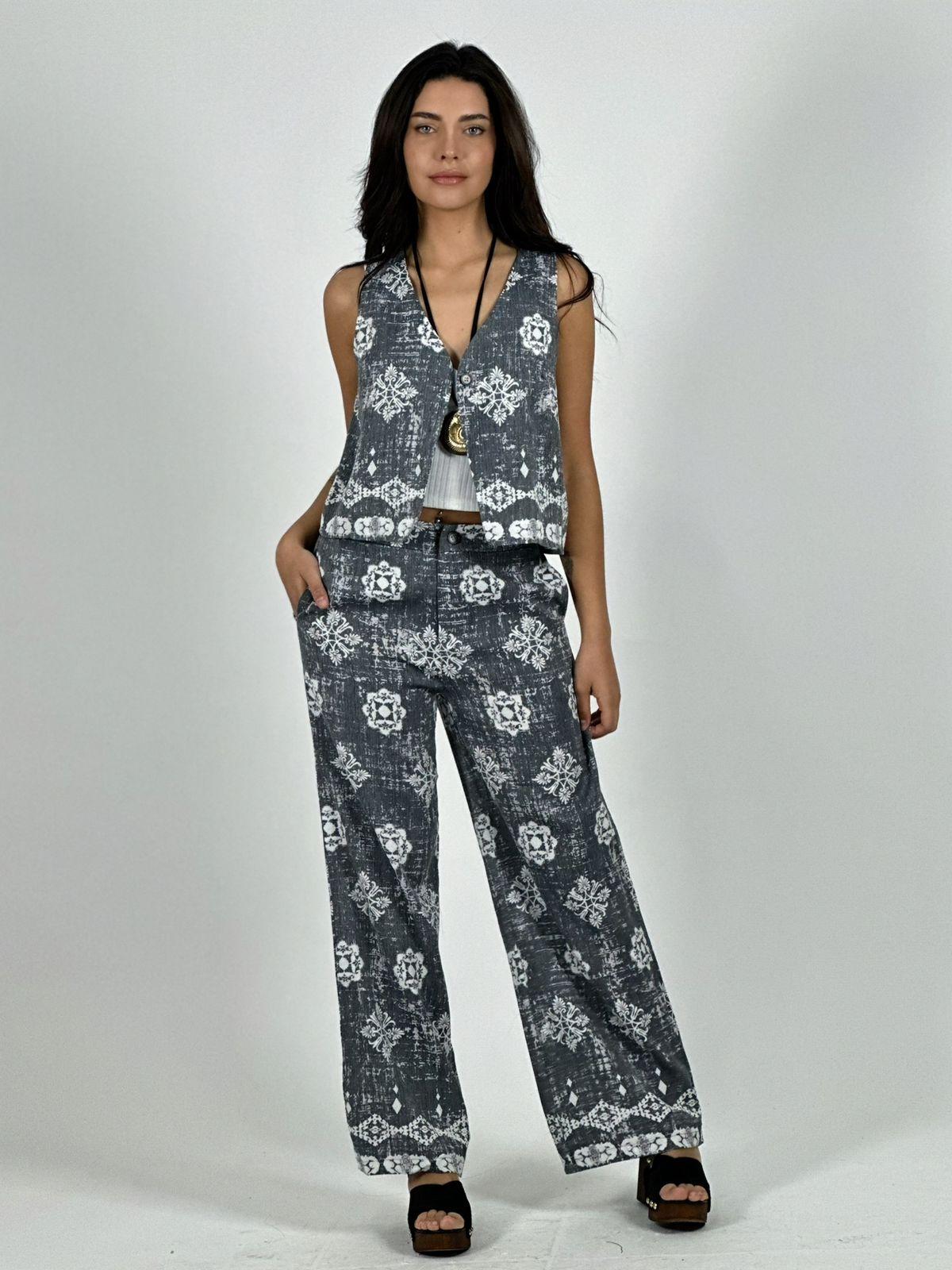 Pantalón y Gillette Viscosa Estampado Boho