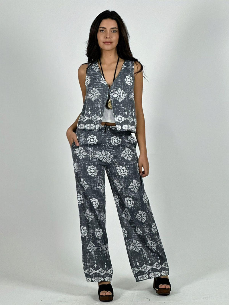 Pantalón y Gillette Viscosa Estampado Boho