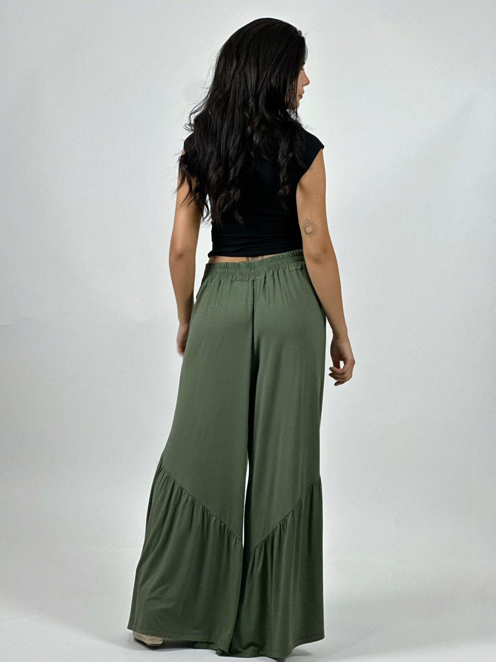 Palazzo Algodón Casual con Faroleos