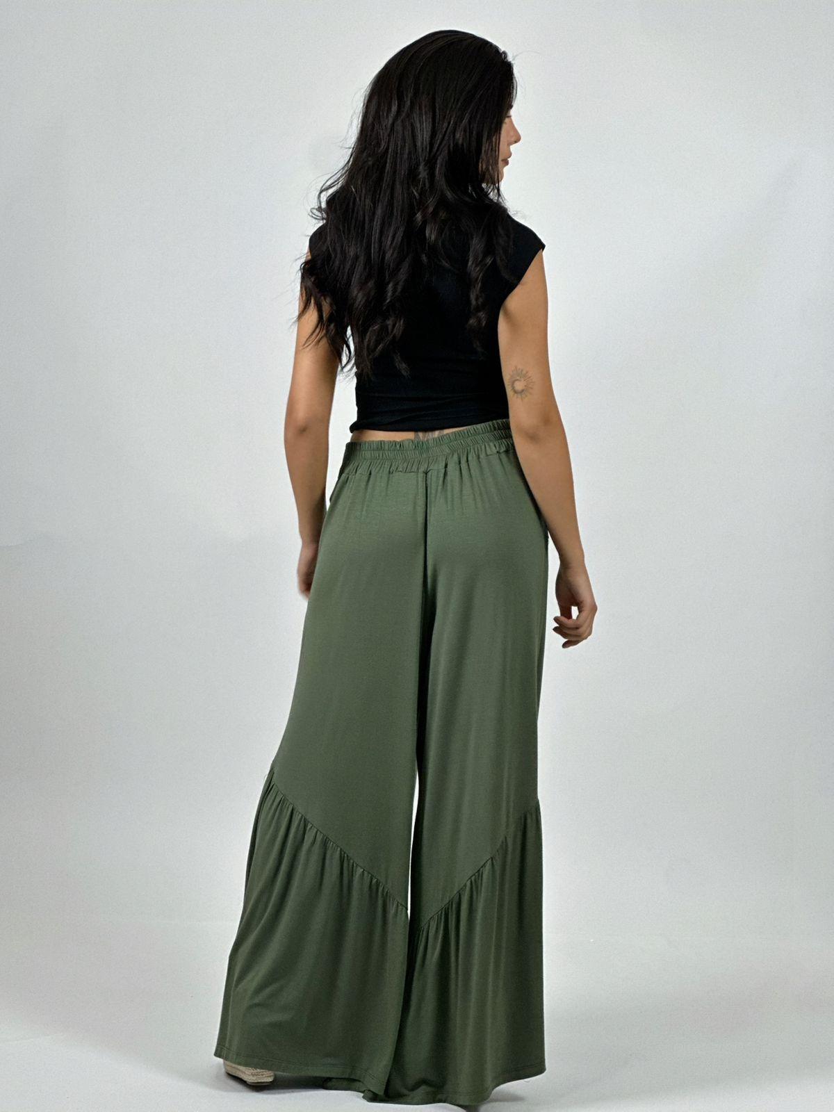 Palazzo Algodón Casual con Faroleos