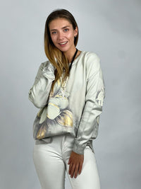 Sweater Spandex Estampado Flor con Brillo