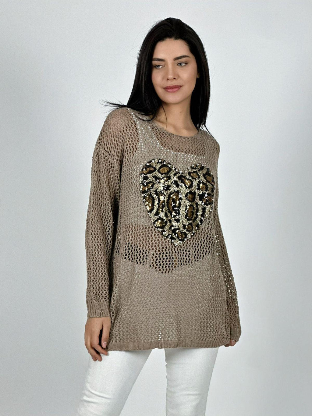 Polera Hilo Broderi Corazón Print