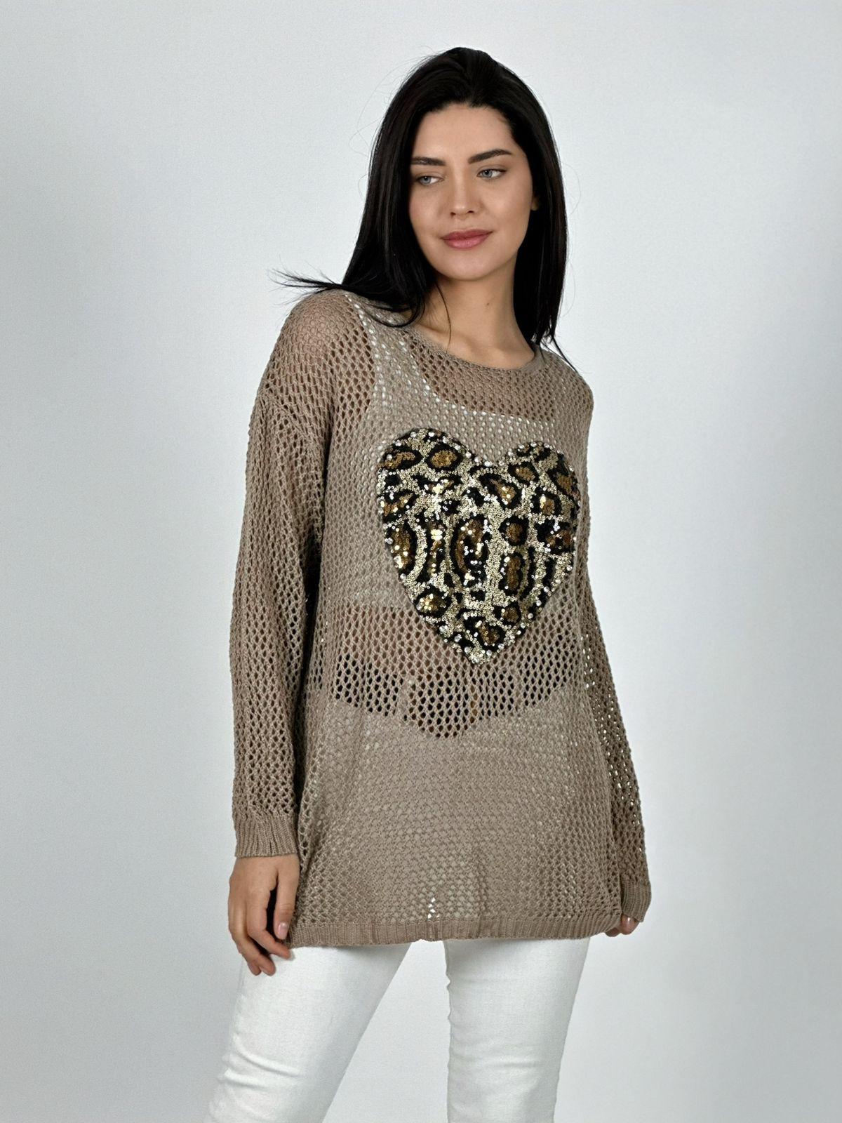 Polera Hilo Broderi Corazón Print