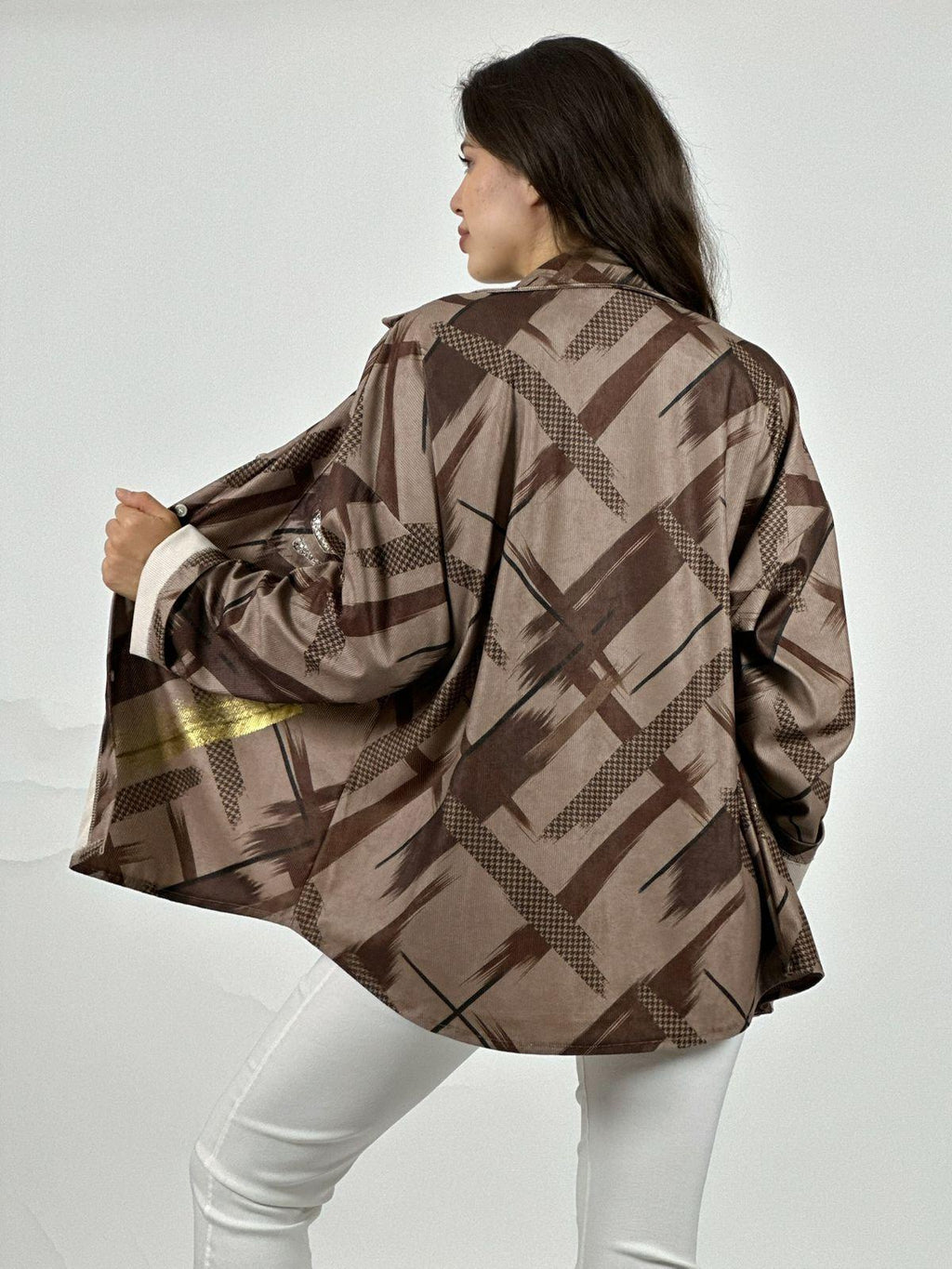 Camisa Cotelé Líneas y Brillos Cruzados