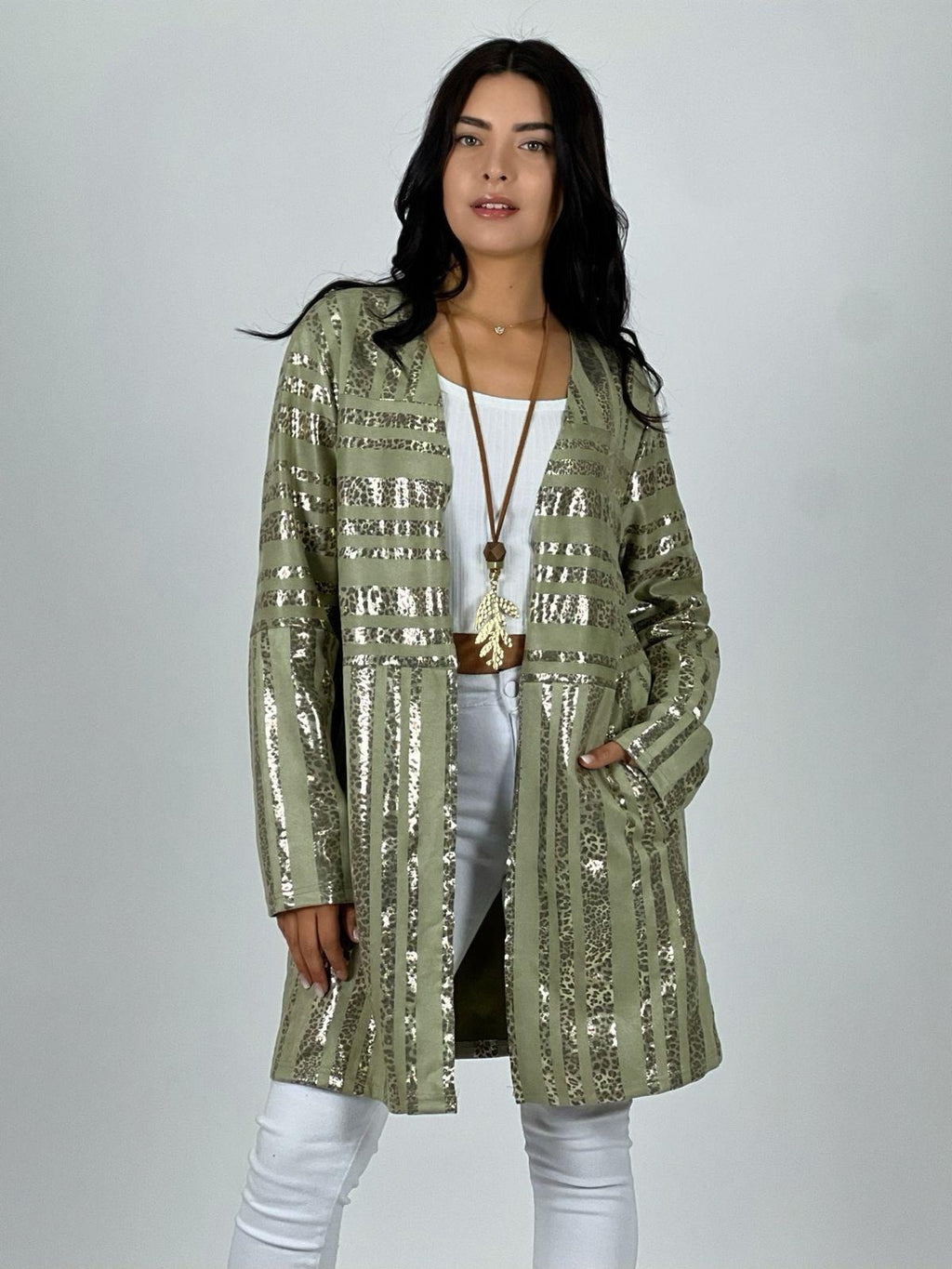 Chaqueta Gamuza Líneas Brillantes