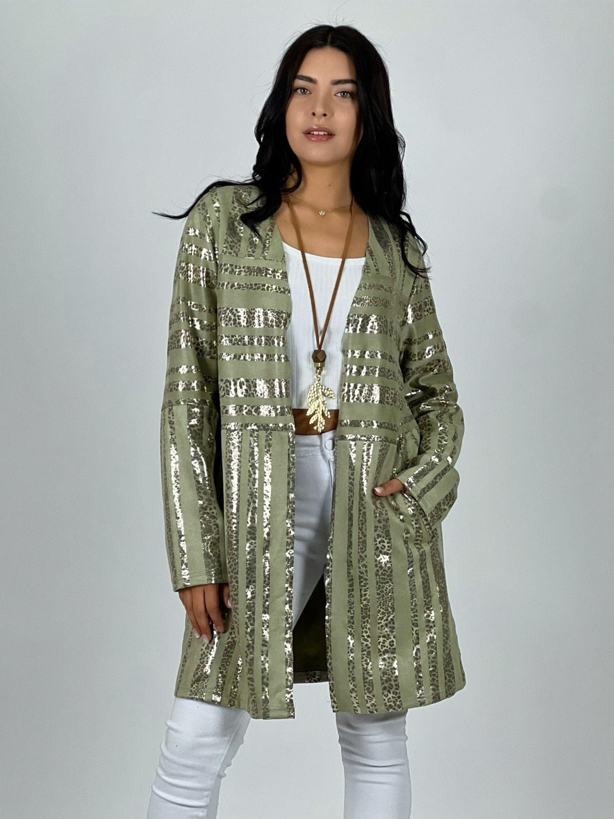 Chaqueta Gamuza Líneas Brillantes