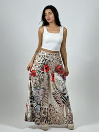 Palazzo Satín Estampado Snoopy y Rosas