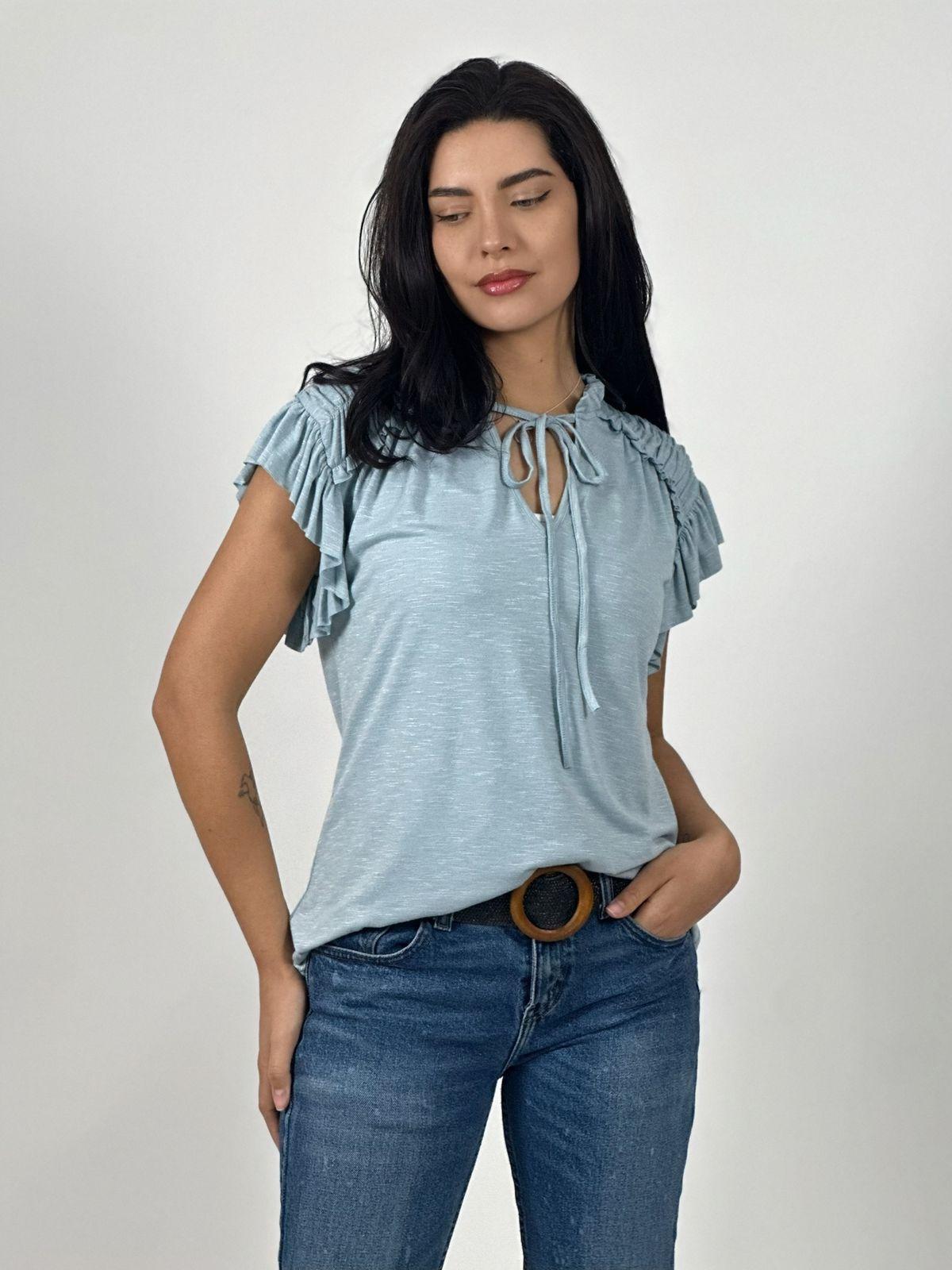 Polera Algodón Cuello V con Faroleos