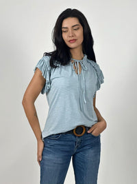 Polera Algodón Cuello V con Faroleos