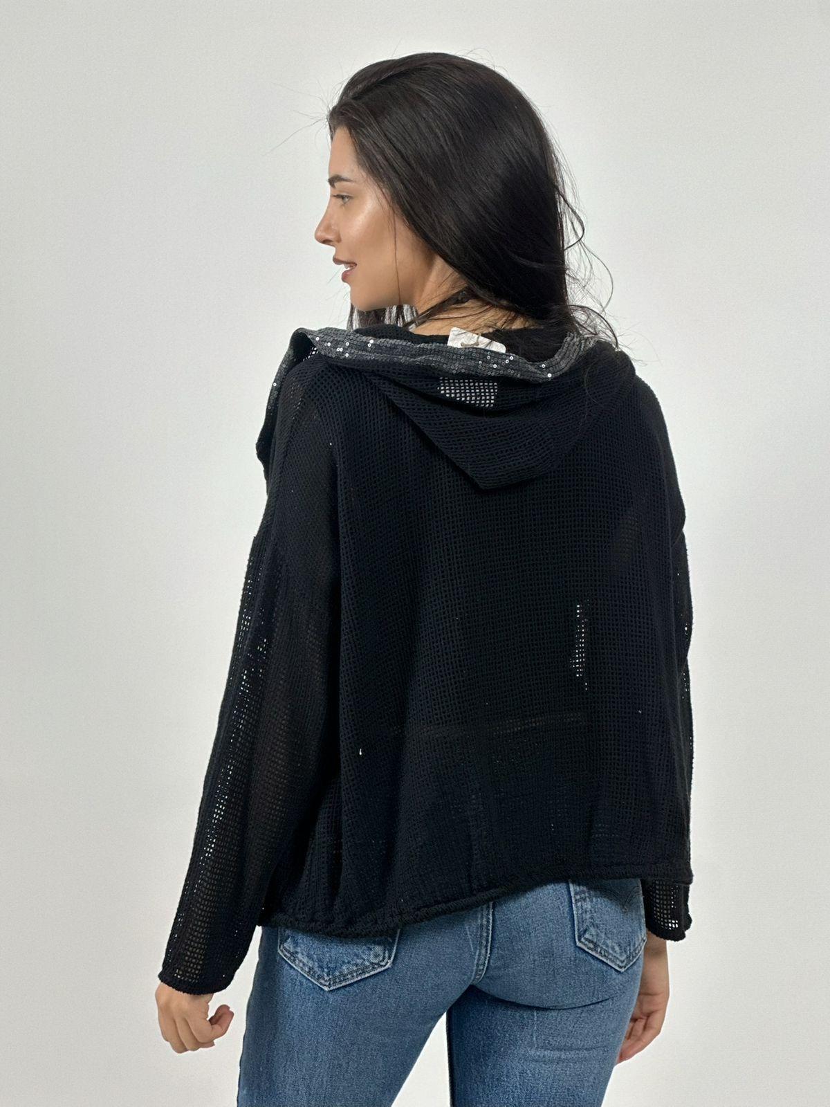 Bomber Italiana Tejida Bordes con Brillos