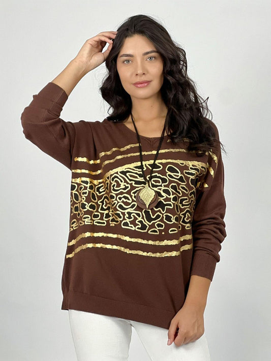 Sweater Spandex Diseño Print con Dorado