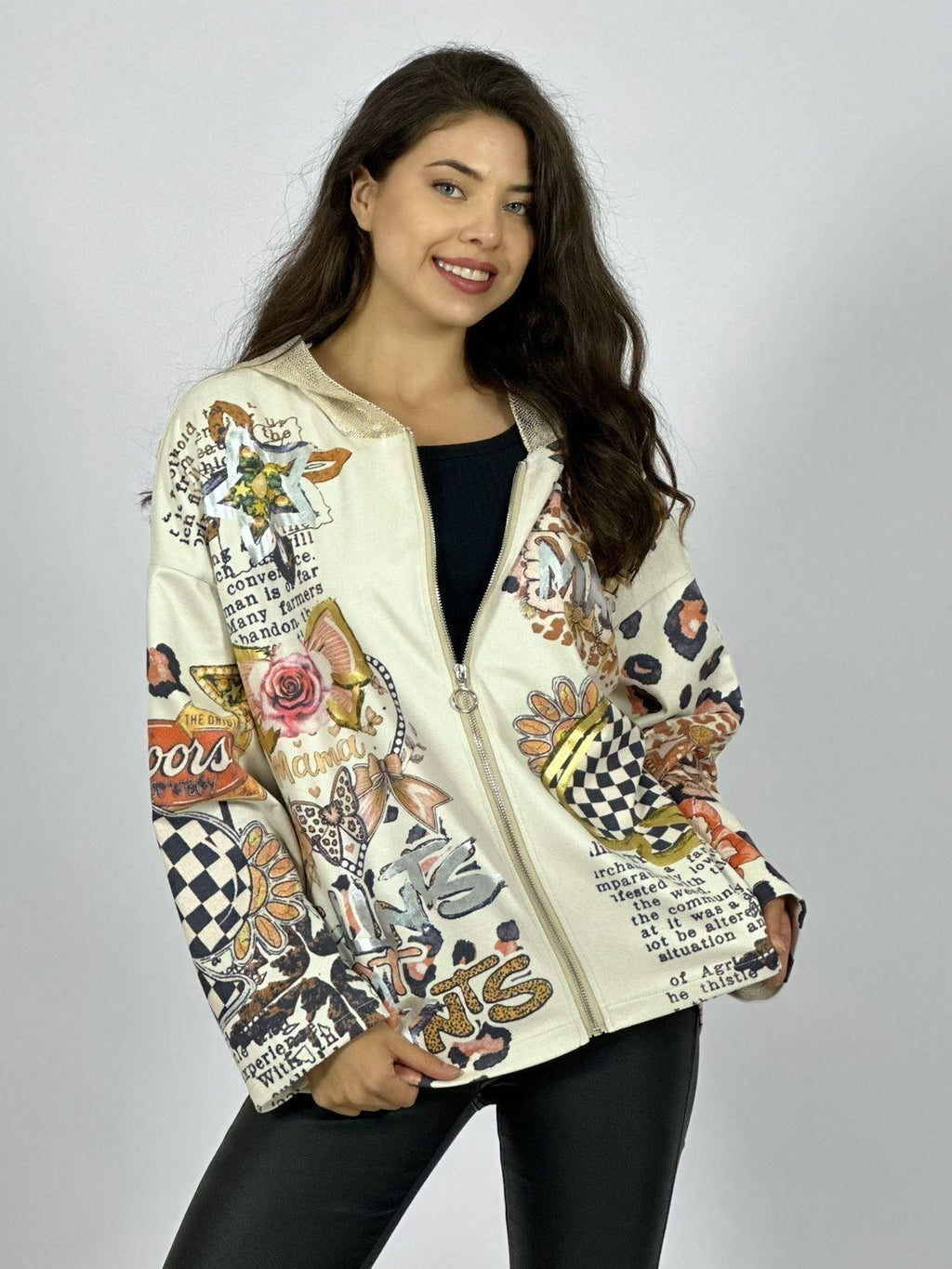Polerón Gamuza Estampado Flores Print Mariposas