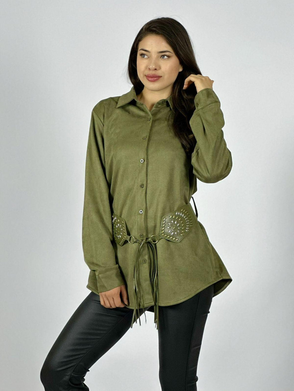 Sobre Camisa Gamuza con Cinturón Boho