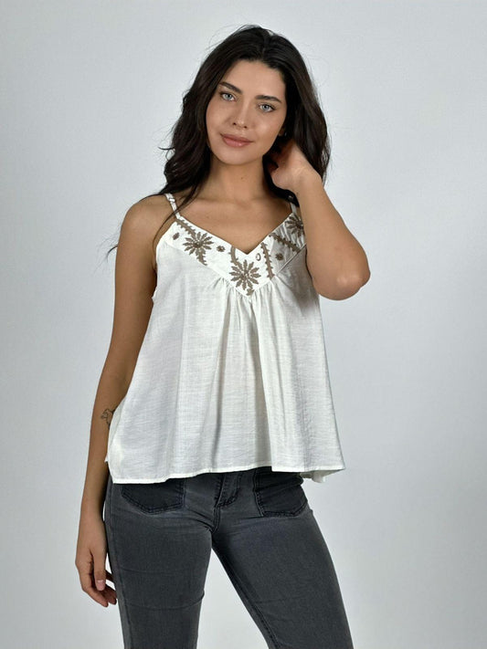 Polera Lino Lencera Bordes Boho