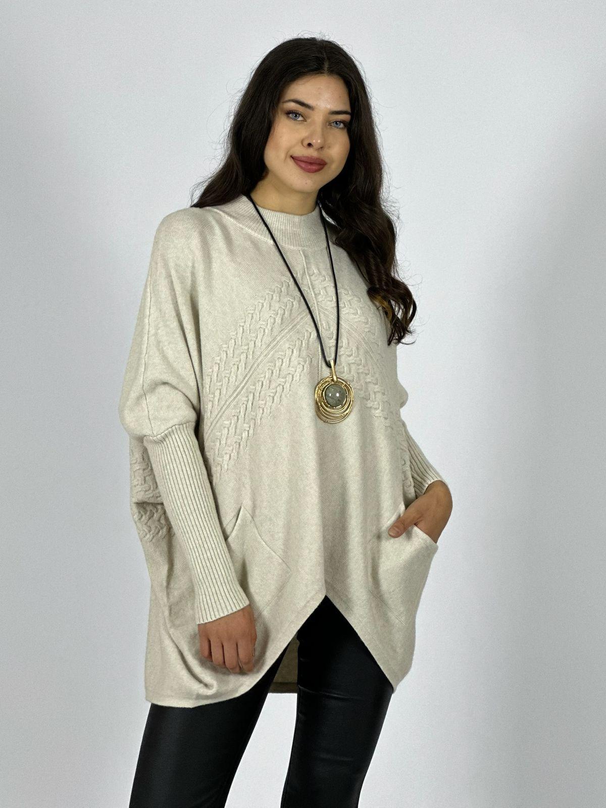 Sweater Spandex Diseño Trenzado con Bolsillos