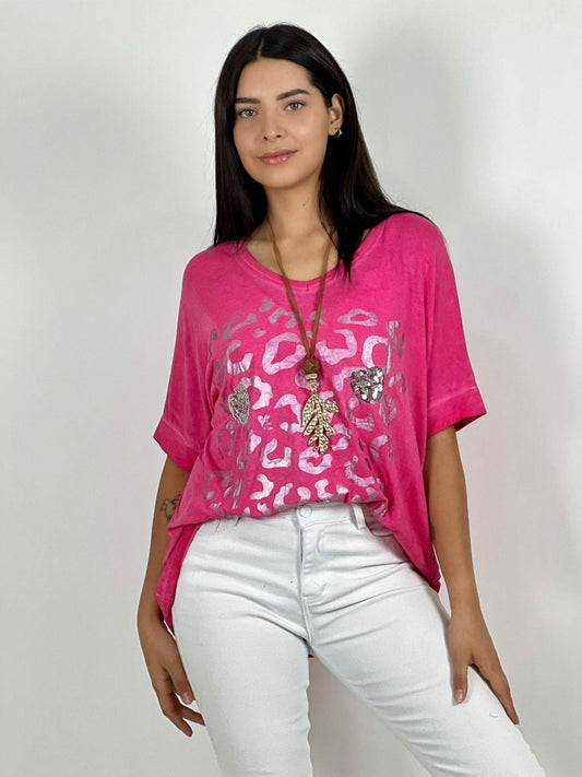 Polera Diseño y Corazones Brillantes