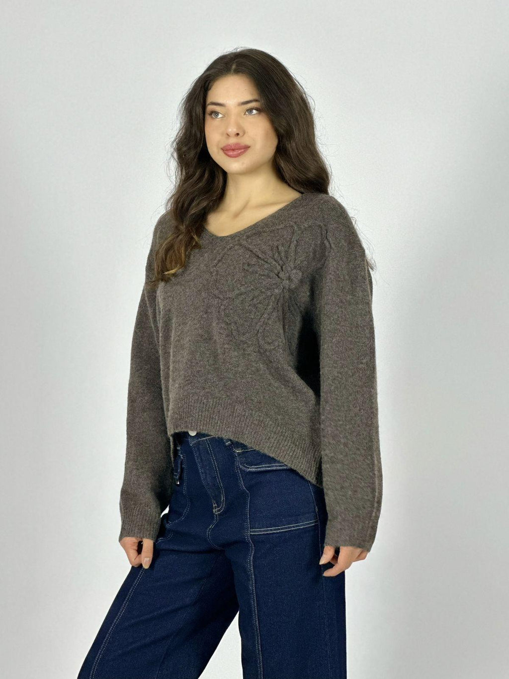 Sweater Lana Flor Bordada