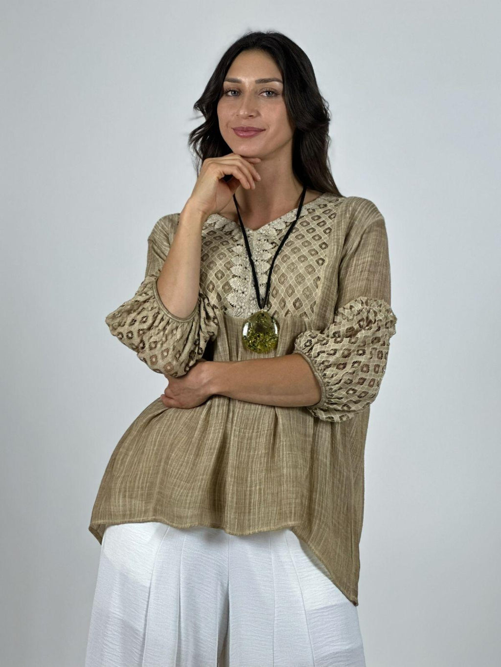 Blusa Mangas y Torso Encaje