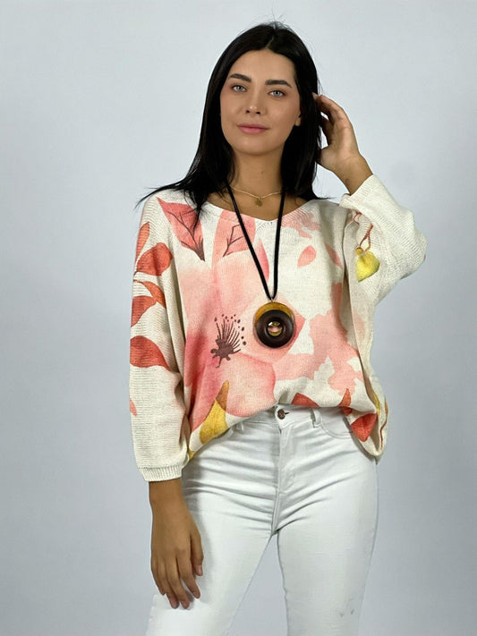 Sweater Con Diseño Flor Cataleya