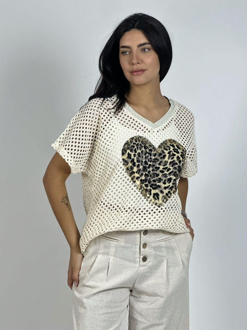Polera Hilo Corazón Print
