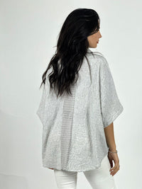 Blusa Lino Bolsillo con Brillos