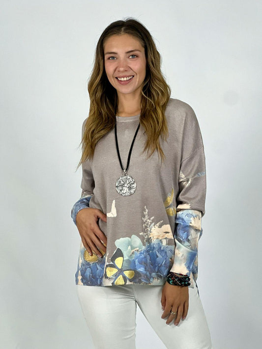 Sweater Spandex Flores y Mariposas