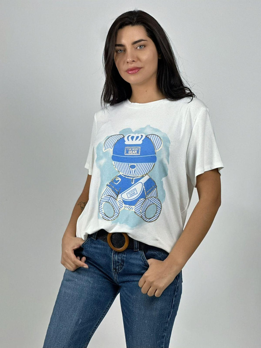 Polera Algodón Osito Líneas