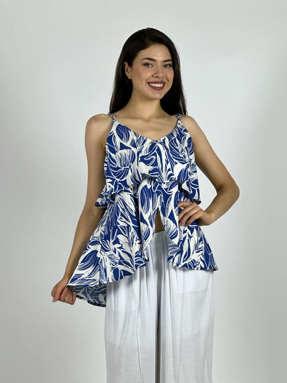 Blusa Con Vuelos Diseño Hojas