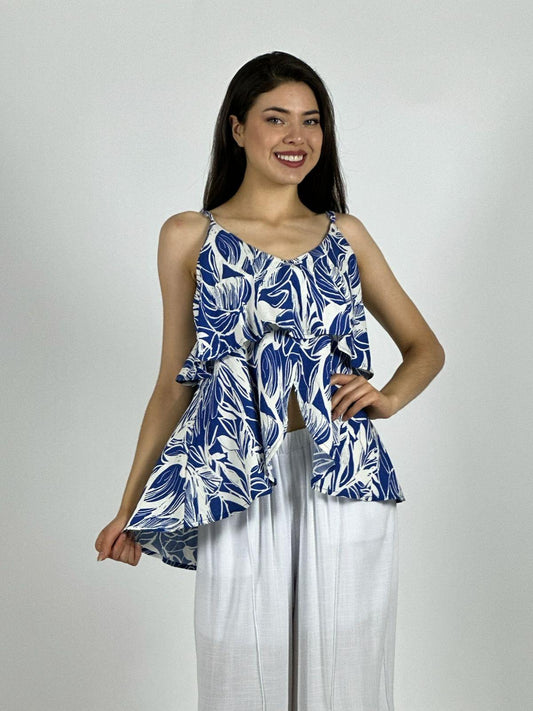 Blusa Con Vuelos Diseño Hojas