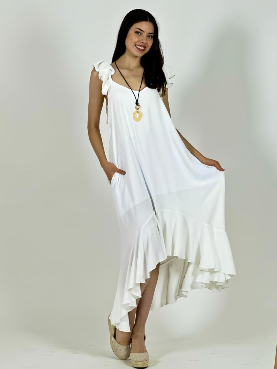 Vestido Cey Asimetrico Tiras con Vuelos