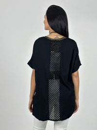 Polera Lino Corazón Brillos y Broderi