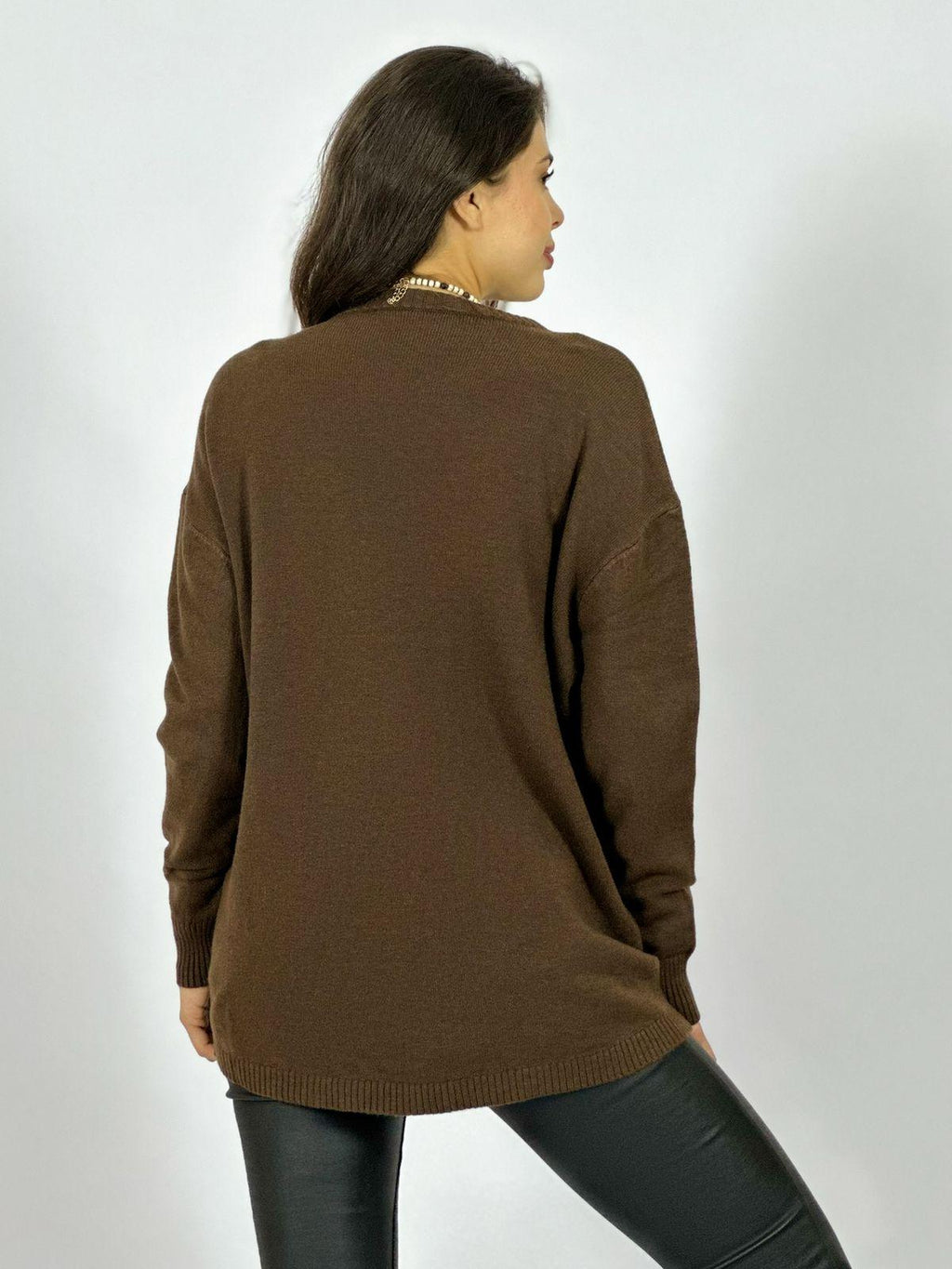 Sweater Spandex Bolsillos Holgado con Botones