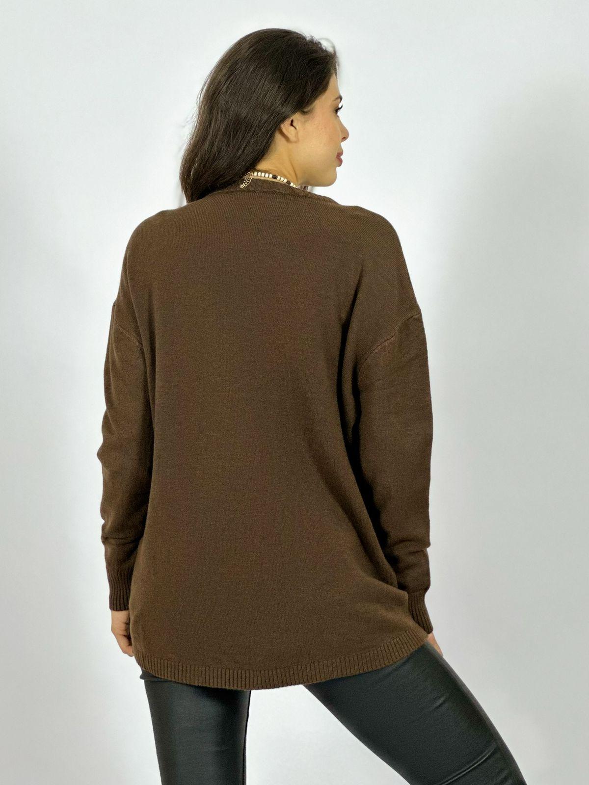 Sweater Spandex Bolsillos Holgado con Botones