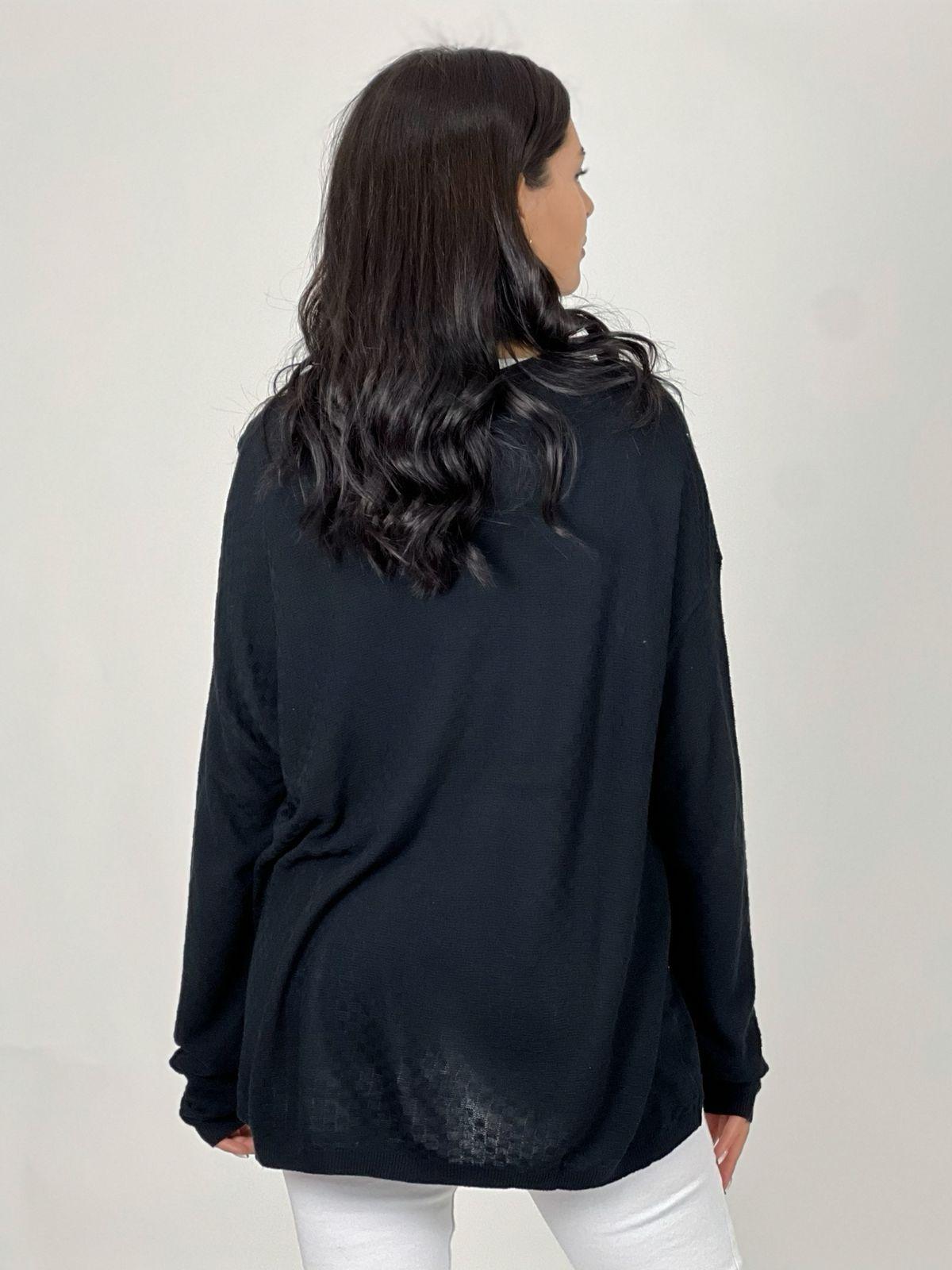 Sweater Spandex Letras Doradas Cuello V