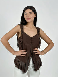 Polera Boho Abotonada con Vuelos