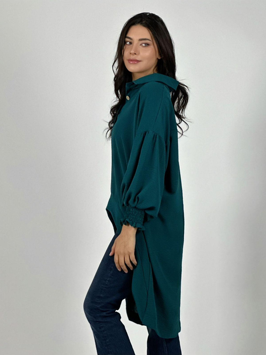 Blusón Camisero Tela Cey Con Botones