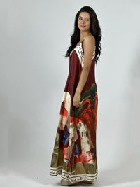 Vestido Flor Abstracta Bordes con Letras