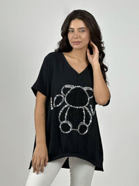 Polera Crepé Oso Brederi con Brillos