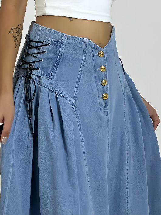 Falda Larga Mezclilla Amarrada