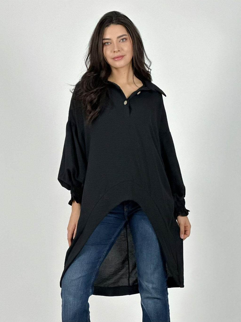 Blusón Camisero Tela Cey Con Botones