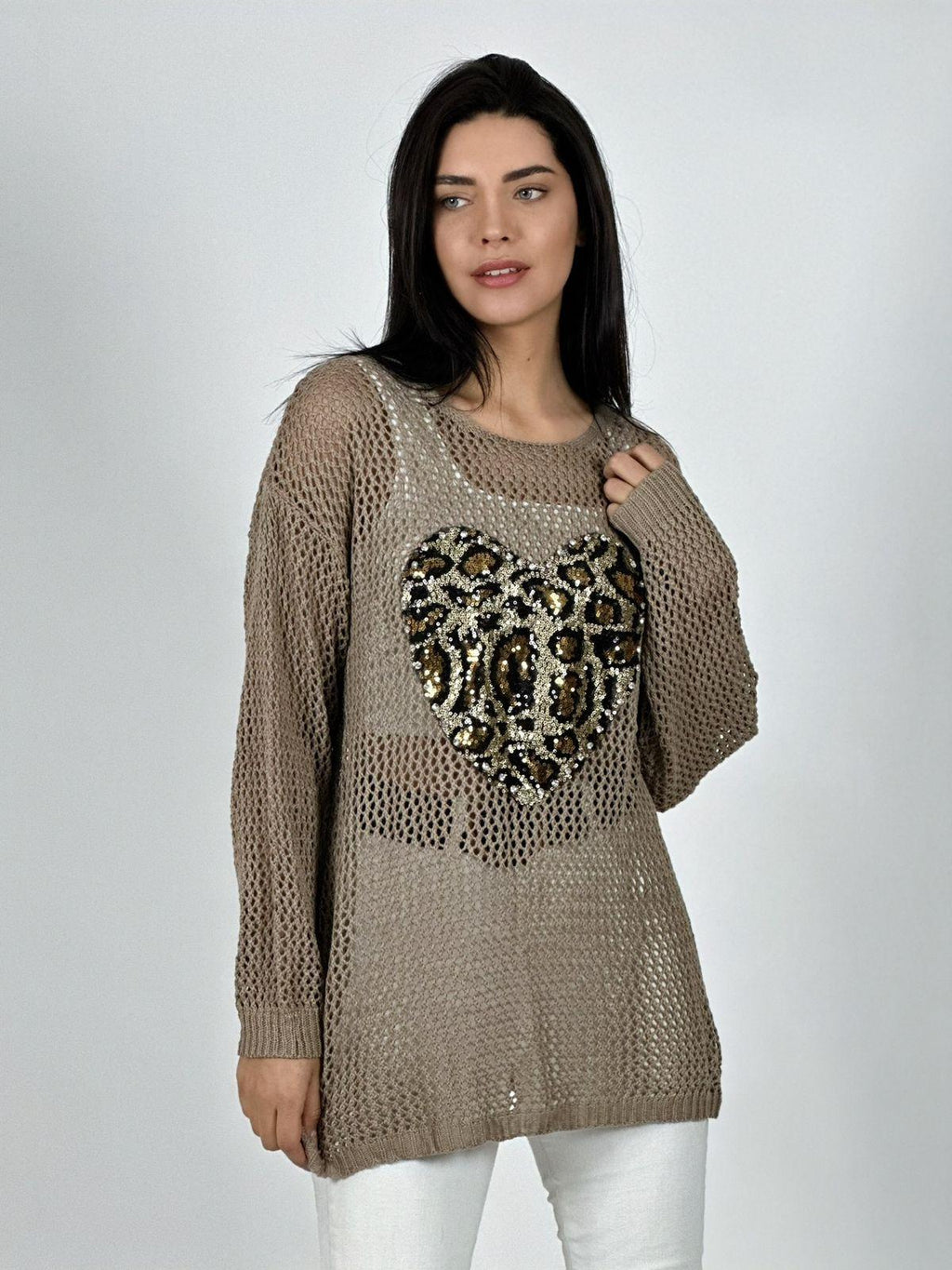 Polera Hilo Broderi Corazón Print