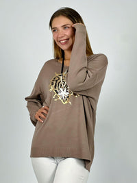 Sweater Corazón Lentejuelas Doradas