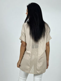 Polera Lino Corazón Brillos y Broderi