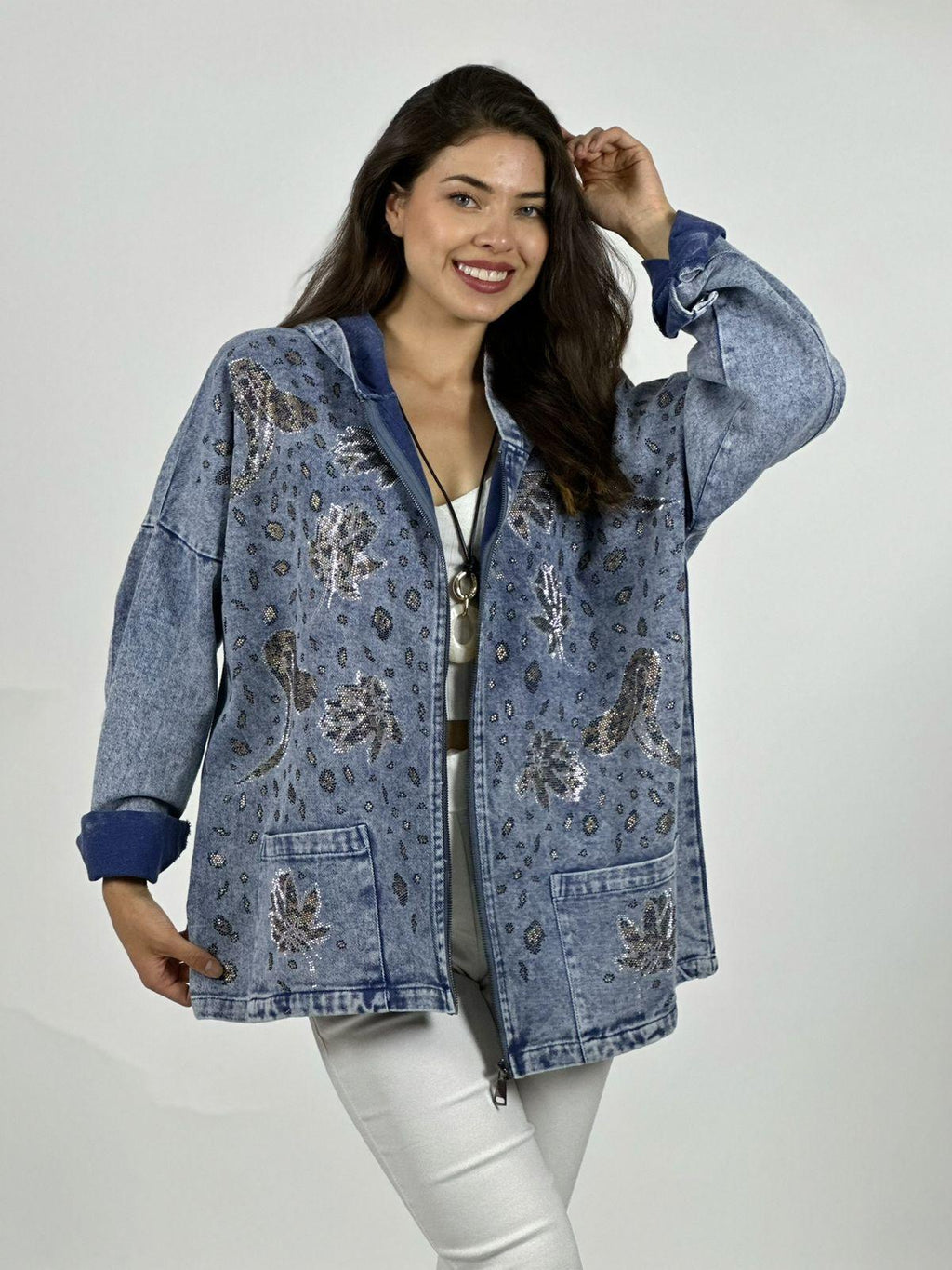 Chaqueta Mezclilla Hojas y Serpientes Escamas