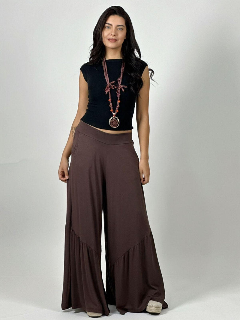 Palazzo Algodón Casual con Faroleos