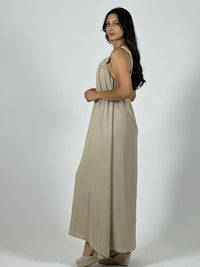 Vestido Crepé Tirantes Con Flores Brillantes