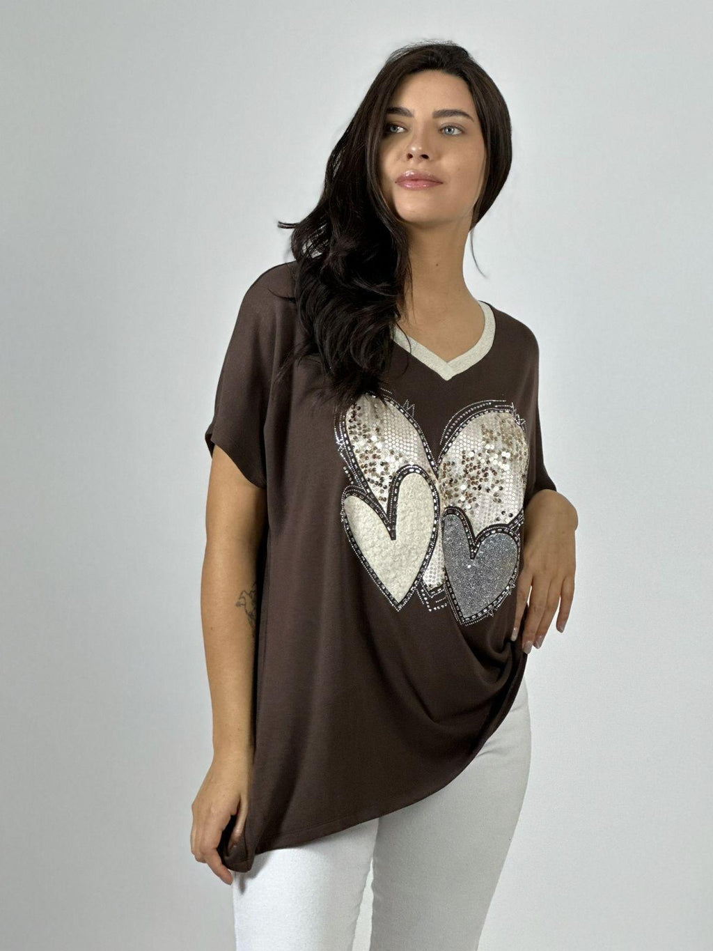 Polera Algodón Corazón Triple