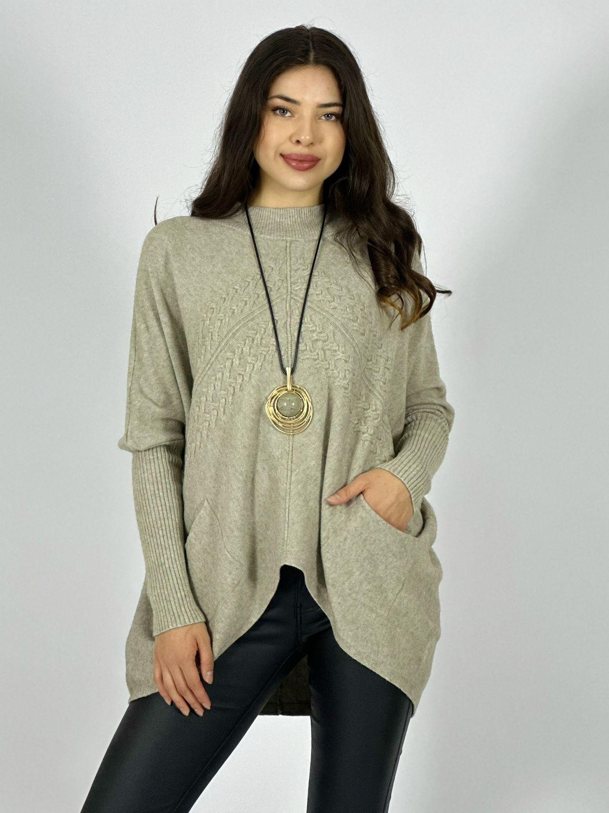 Sweater Spandex Diseño Trenzado con Bolsillos