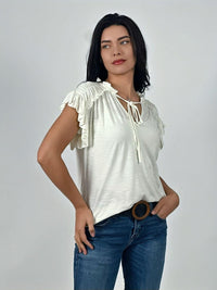 Polera Algodón Cuello V con Faroleos