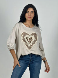 Polera Acetato Corazón Brillante